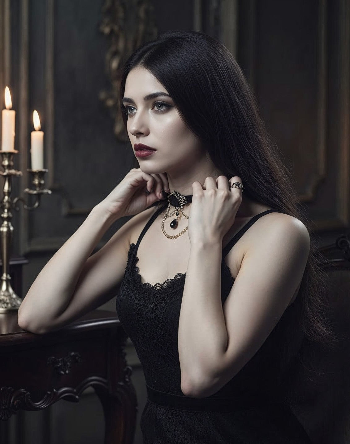 Black Gothic Victorian Choker Necklace