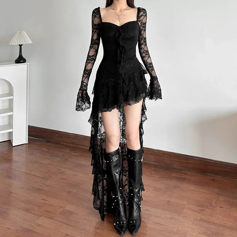 Gothic Lace Dress Steampunk Y2K
