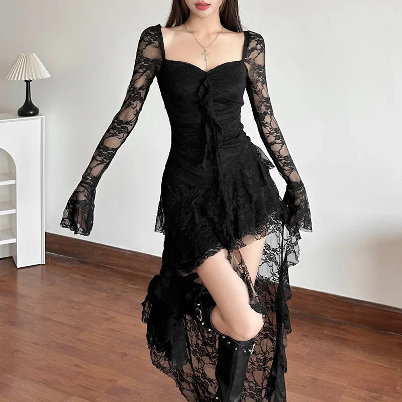 Gothic Lace Dress Steampunk Y2K