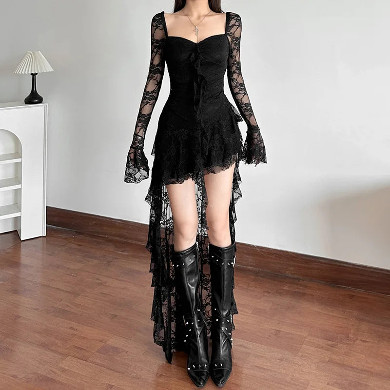 Gothic Lace Dress Steampunk Y2K