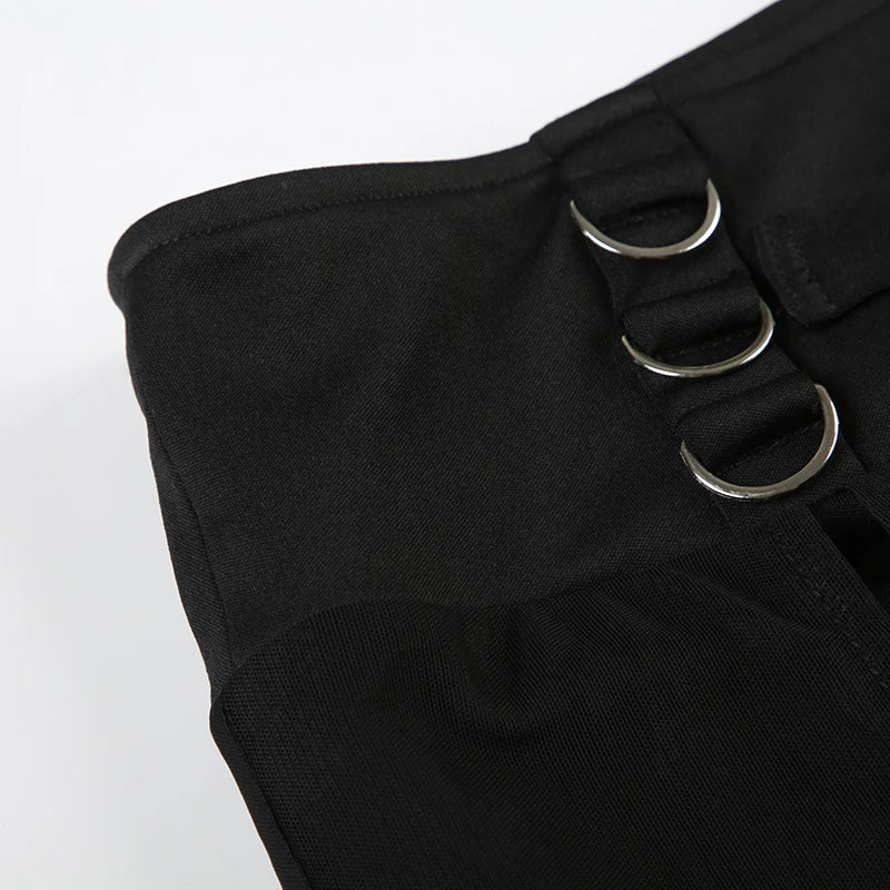 Gothic See Through Maxi Skirt with Low Waisted Shorts