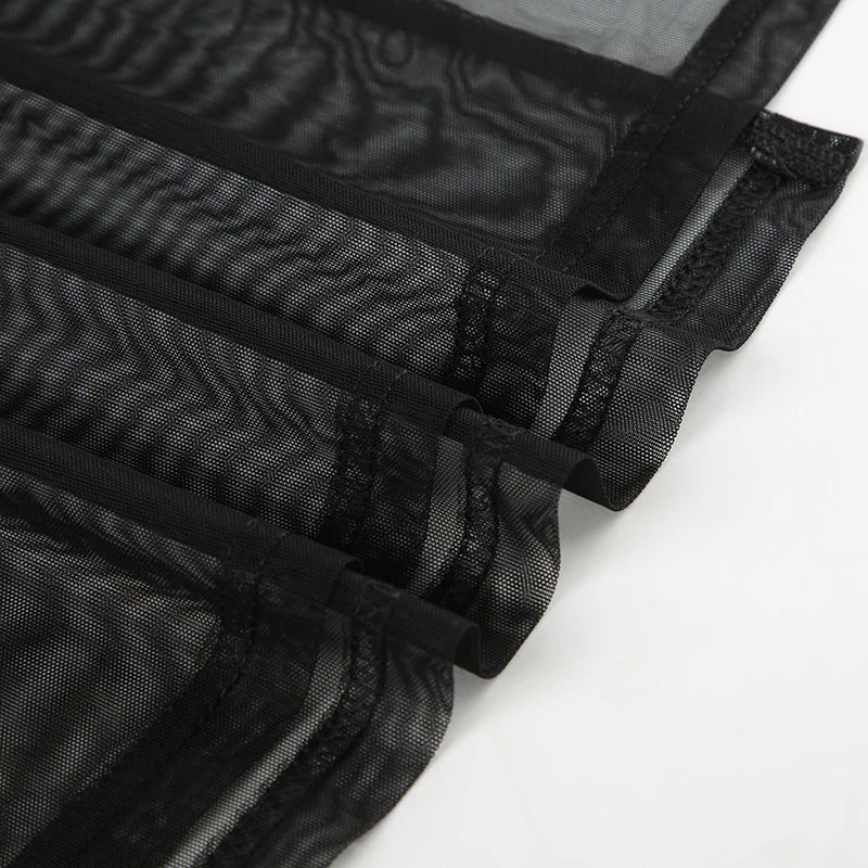 Gothic See Through Maxi Skirt with Low Waisted Shorts