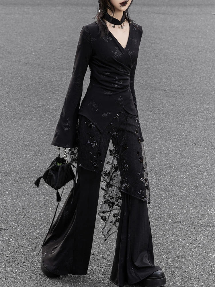 Gothic Steampunk Skirt Glitter Vintage Y2K