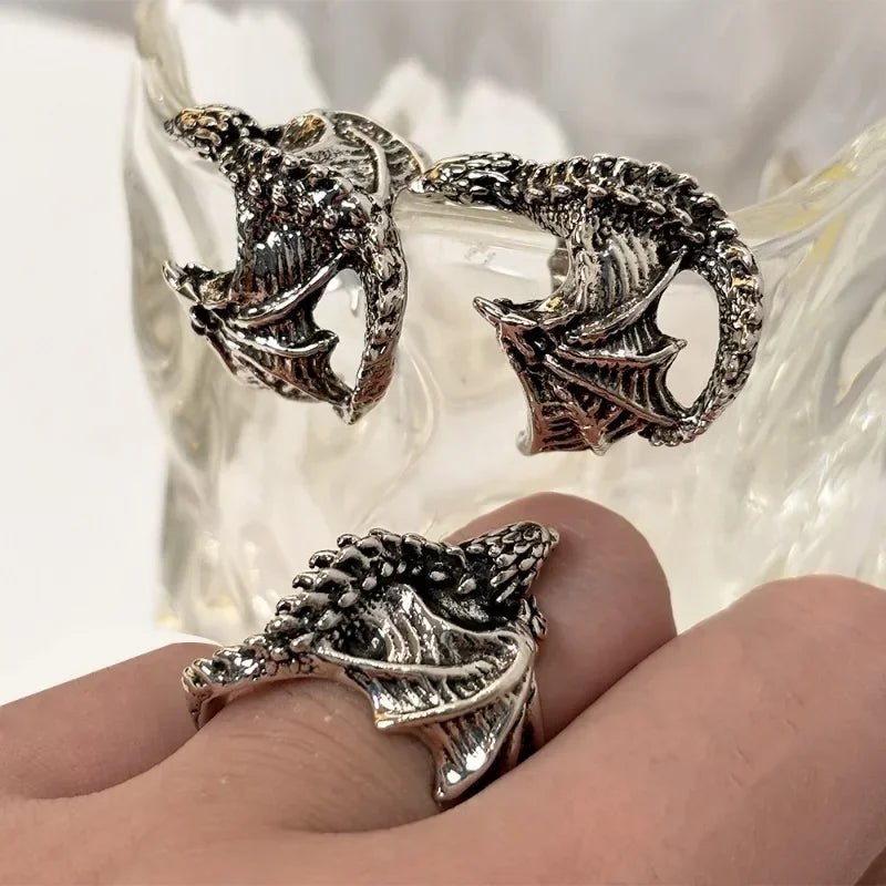 Gothic Vintage Ring Unisex Punk Dragon