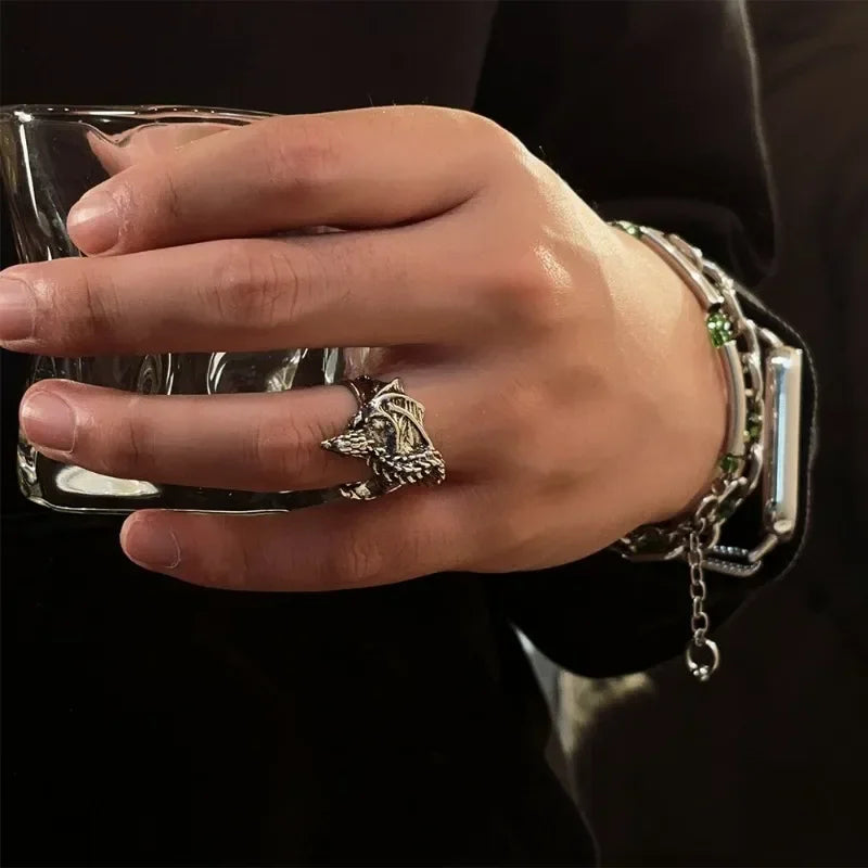Gothic Vintage Ring Unisex Punk Dragon