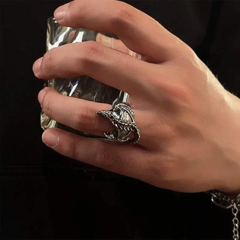 Gothic Vintage Ring Unisex Punk Dragon