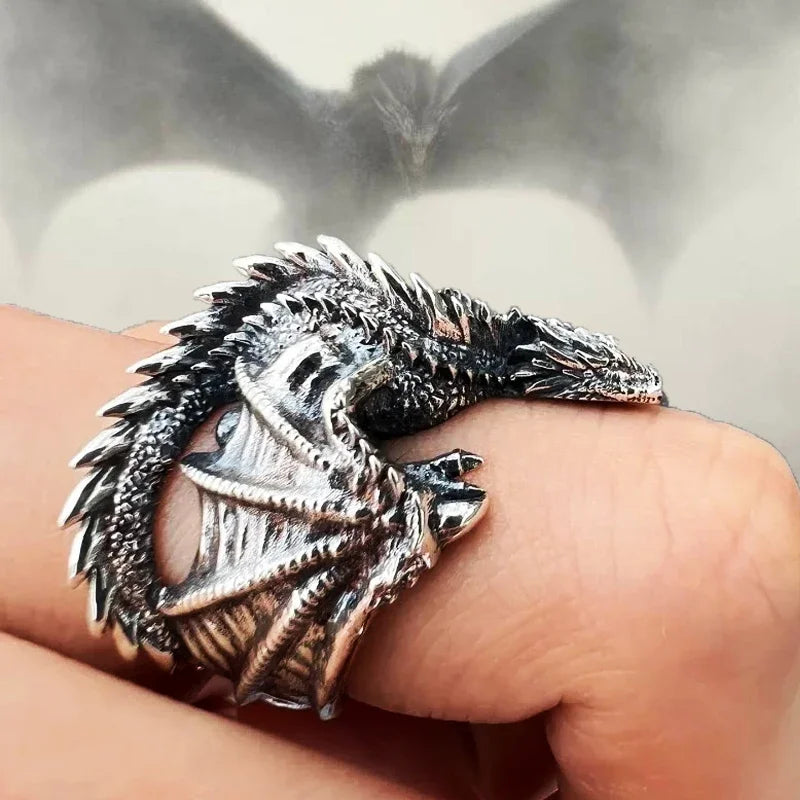 Gothic Vintage Ring Unisex Punk Dragon