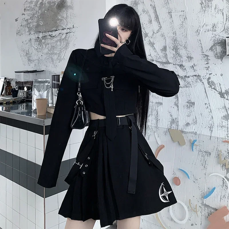 Harajuku Two-Piece Skirt Long Sleeve
