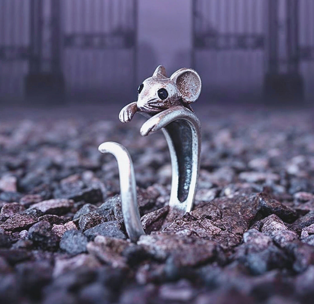 Vintage Silver Unisex Mouse Ring