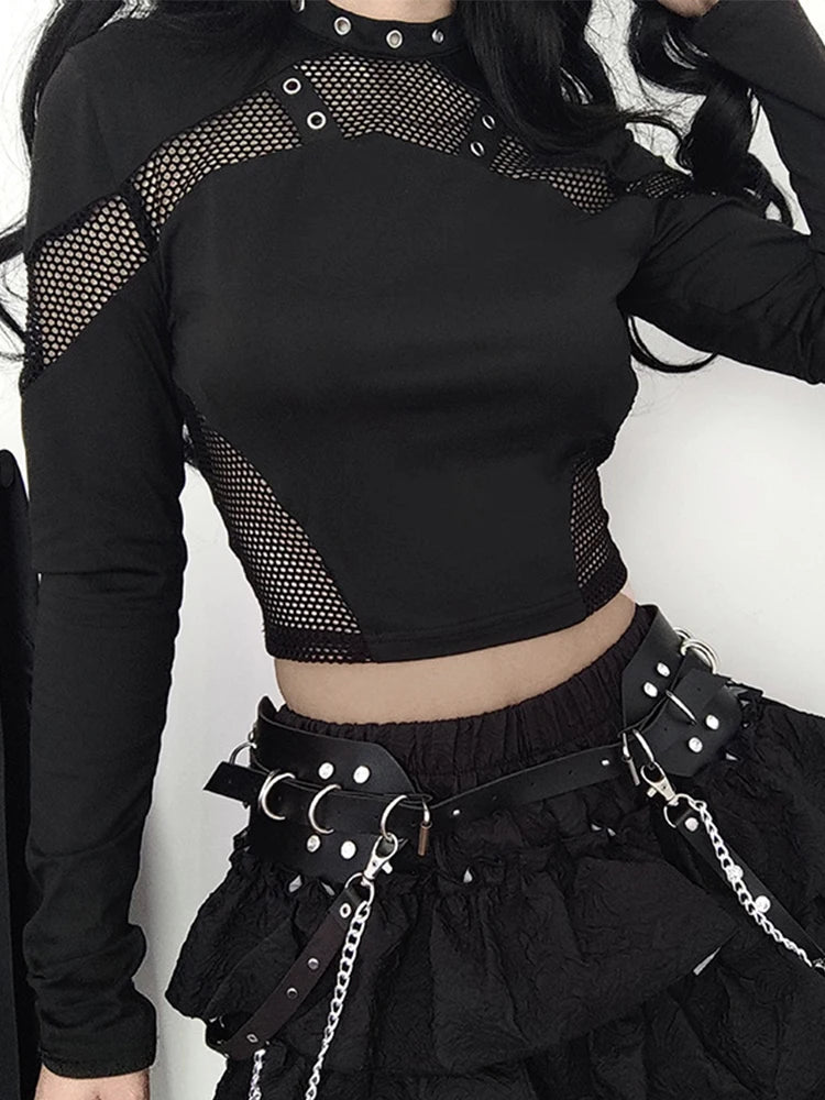 Punk Gothic Neo-Gothic Steampunk Halloween Long Sleeve Mesh