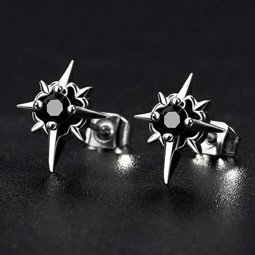 Punk Gothic Star Earring Silver Unisex