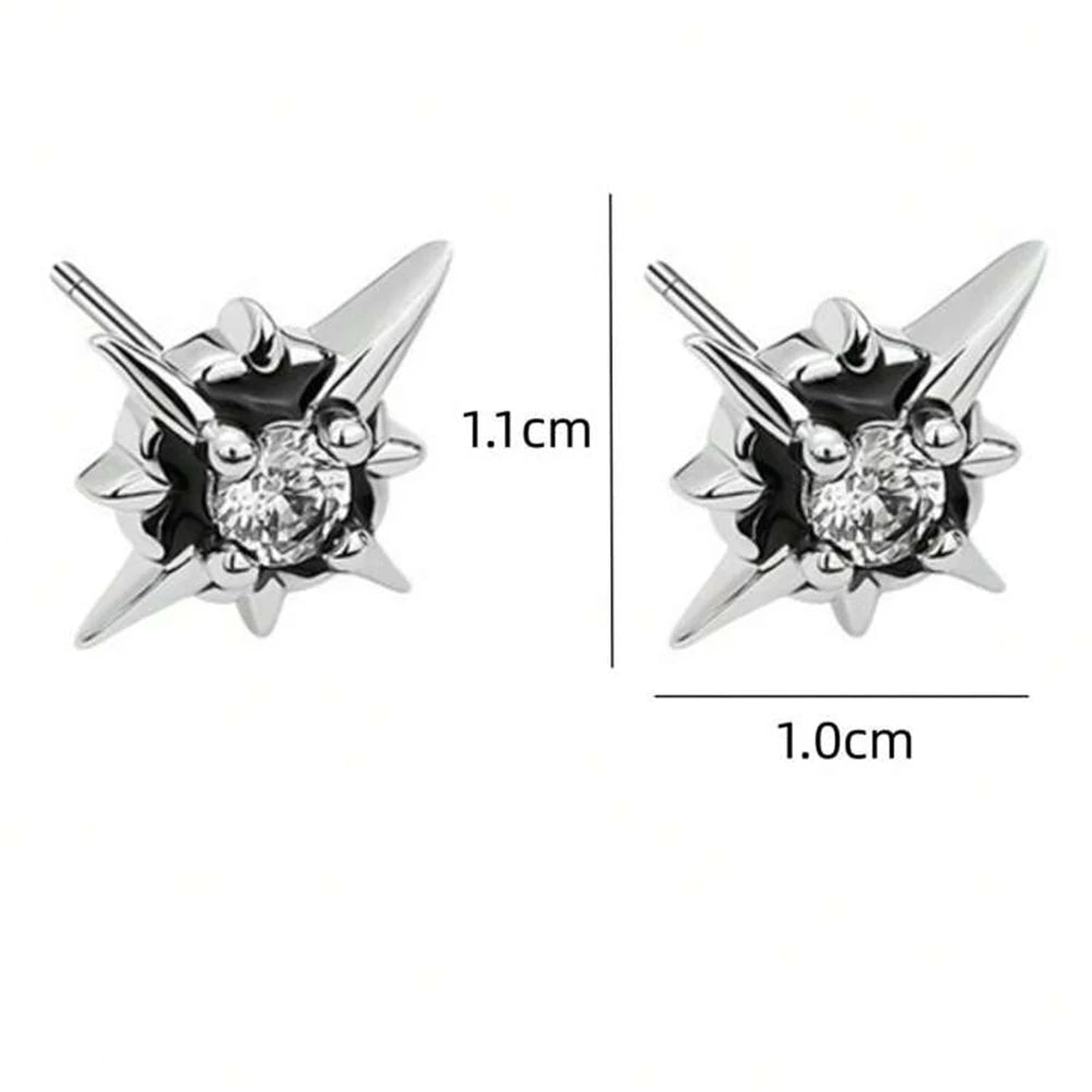 Punk Gothic Star Earring Silver Unisex