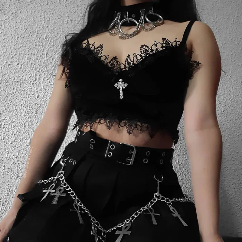Punk Gothic Vintage Sterampunk Crop Top Emo