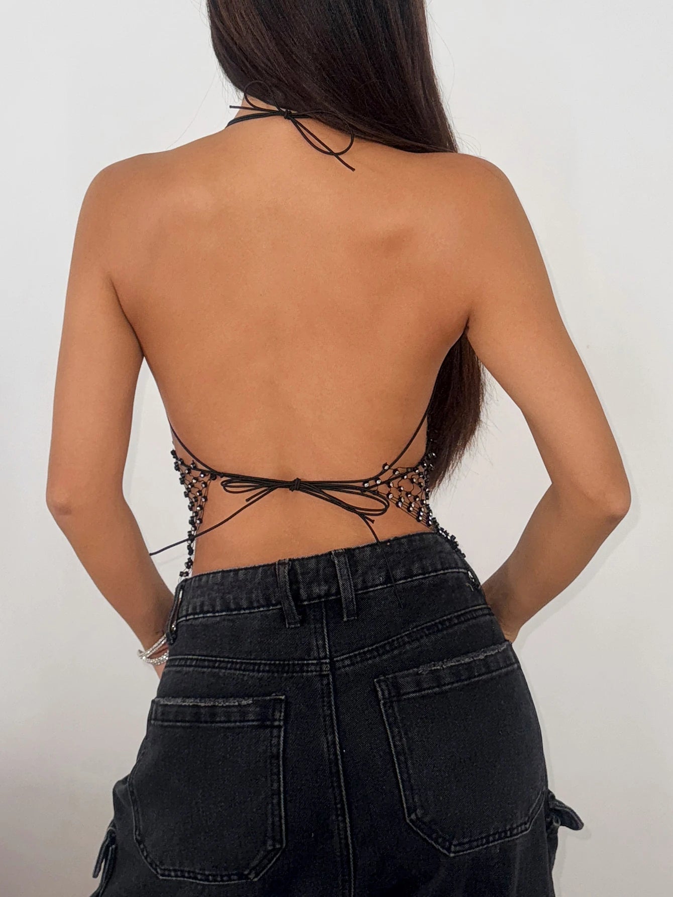 Punk Sexy Gothic Crop Top See Through V-Neck Party