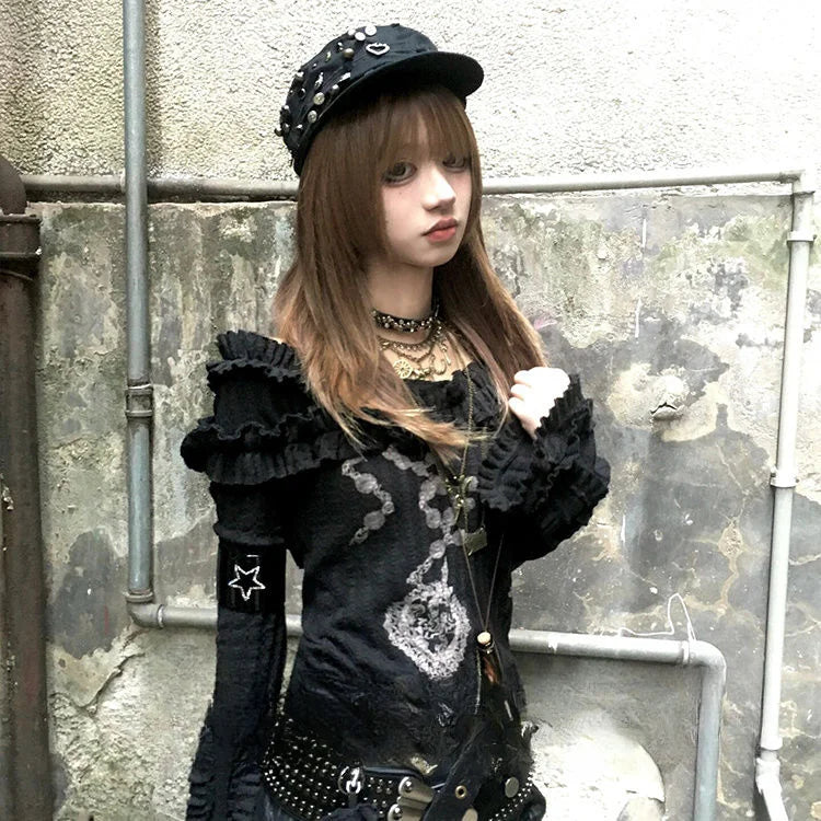 Steampunk Goothic Vintage Sweater Retro Long Sleeve