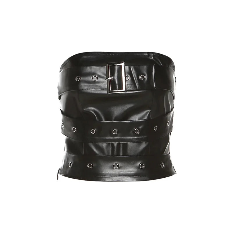 Steampunk Gothic Neo-Gothic Punk Vintage Crop Top Leather