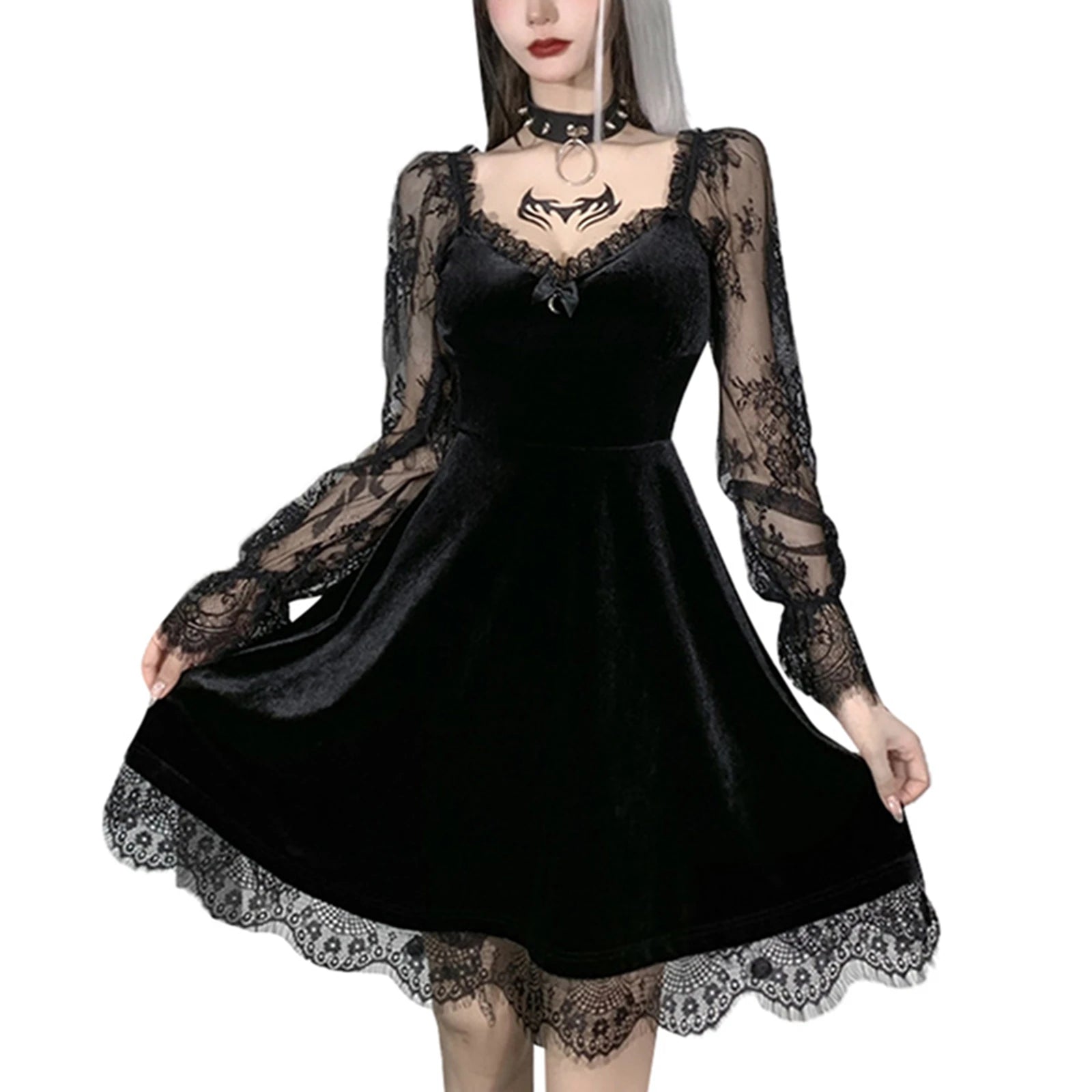 Steampunk Gothic Neo-Gothic Punk Vintage Dress Lace