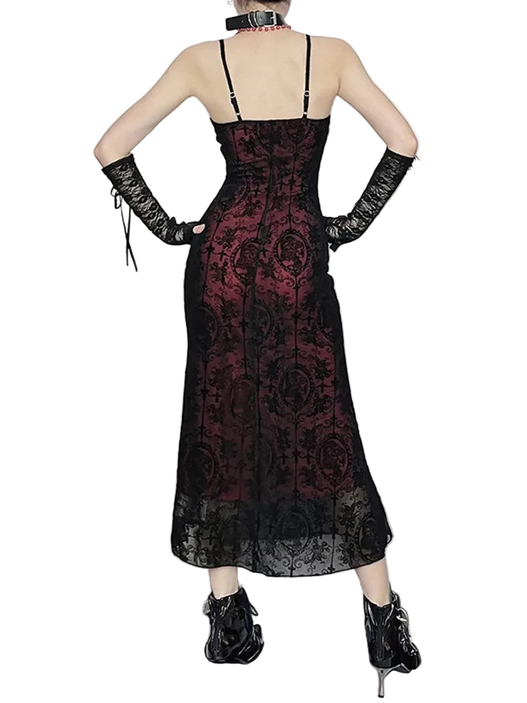 Vintage Gothic Lace Sleeveless Dress