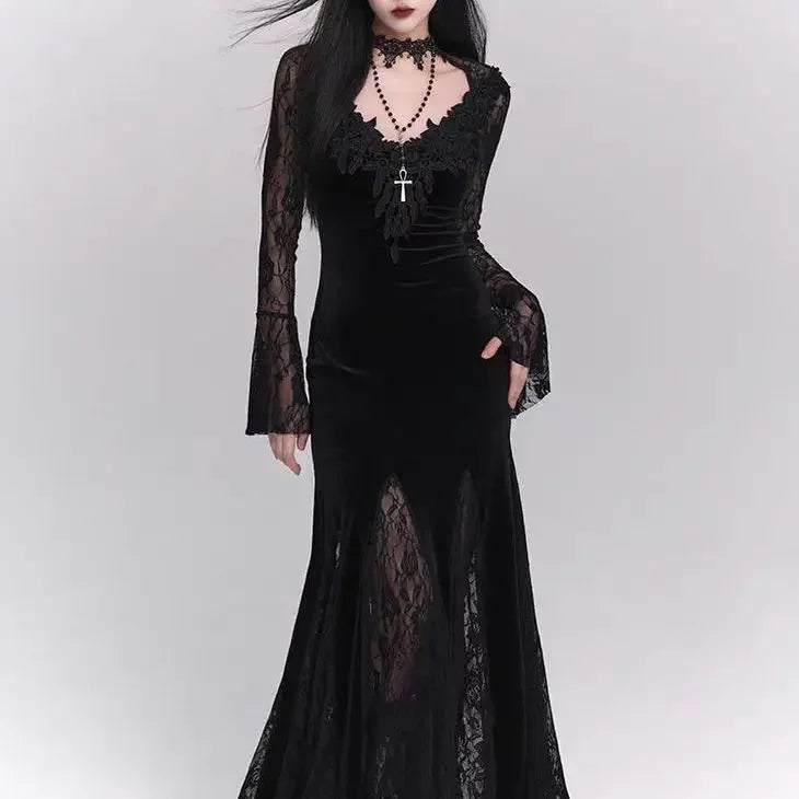 Steampunk Gothic Neo-Gothic Punk Vintage Dress Lace Velvet