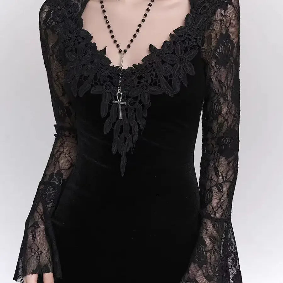 Steampunk Gothic Neo-Gothic Punk Vintage Dress Lace Velvet