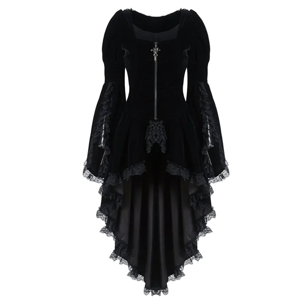 Steampunk Gothic Neo-Gothic Punk Vintage Dress Lace Velvet Medieval Witch Dress