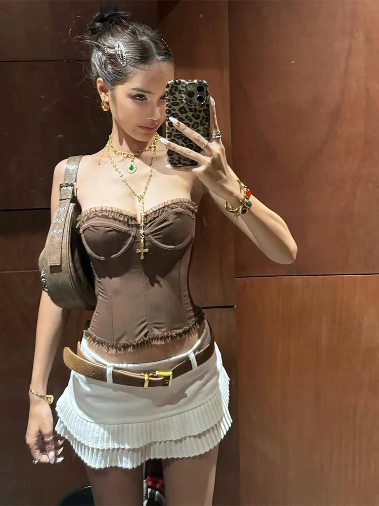 Steampunk Gothic Party Tank Top Strapless Backless