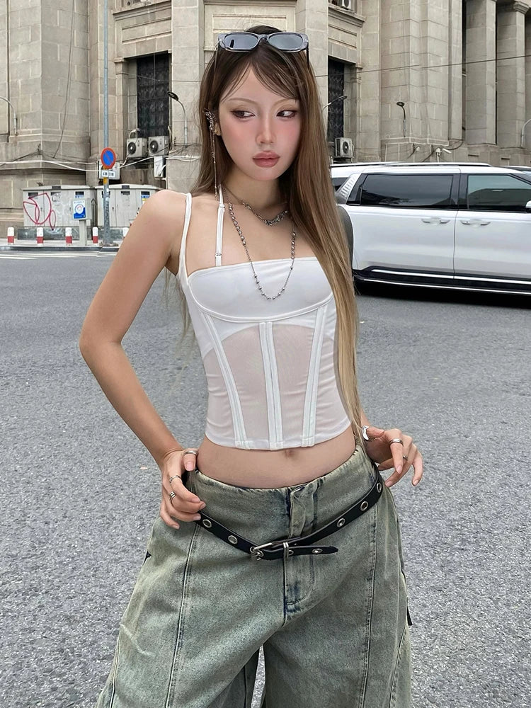 Two Pieces Steampunk Gothic Party Crop Top